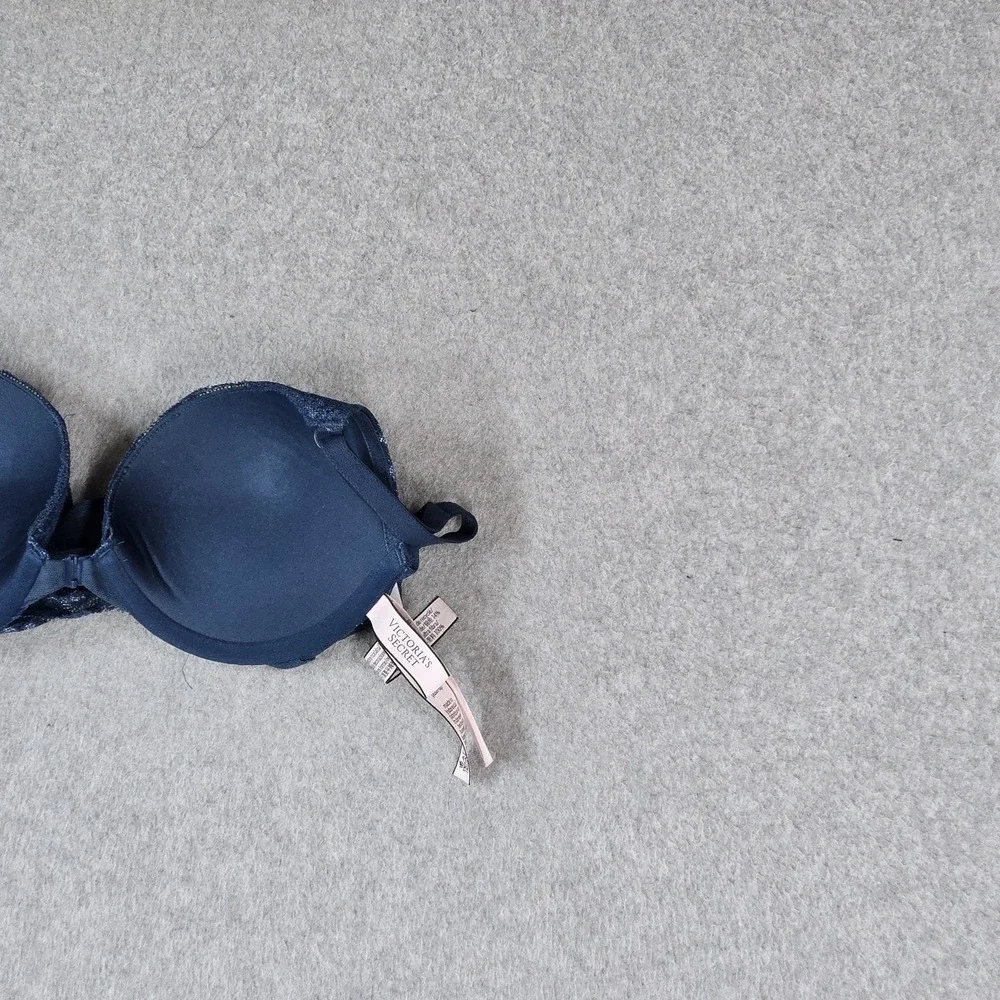 Victoria's Secret Women Bra 34A Blue Floral Push Up Underwired Lace Strap
